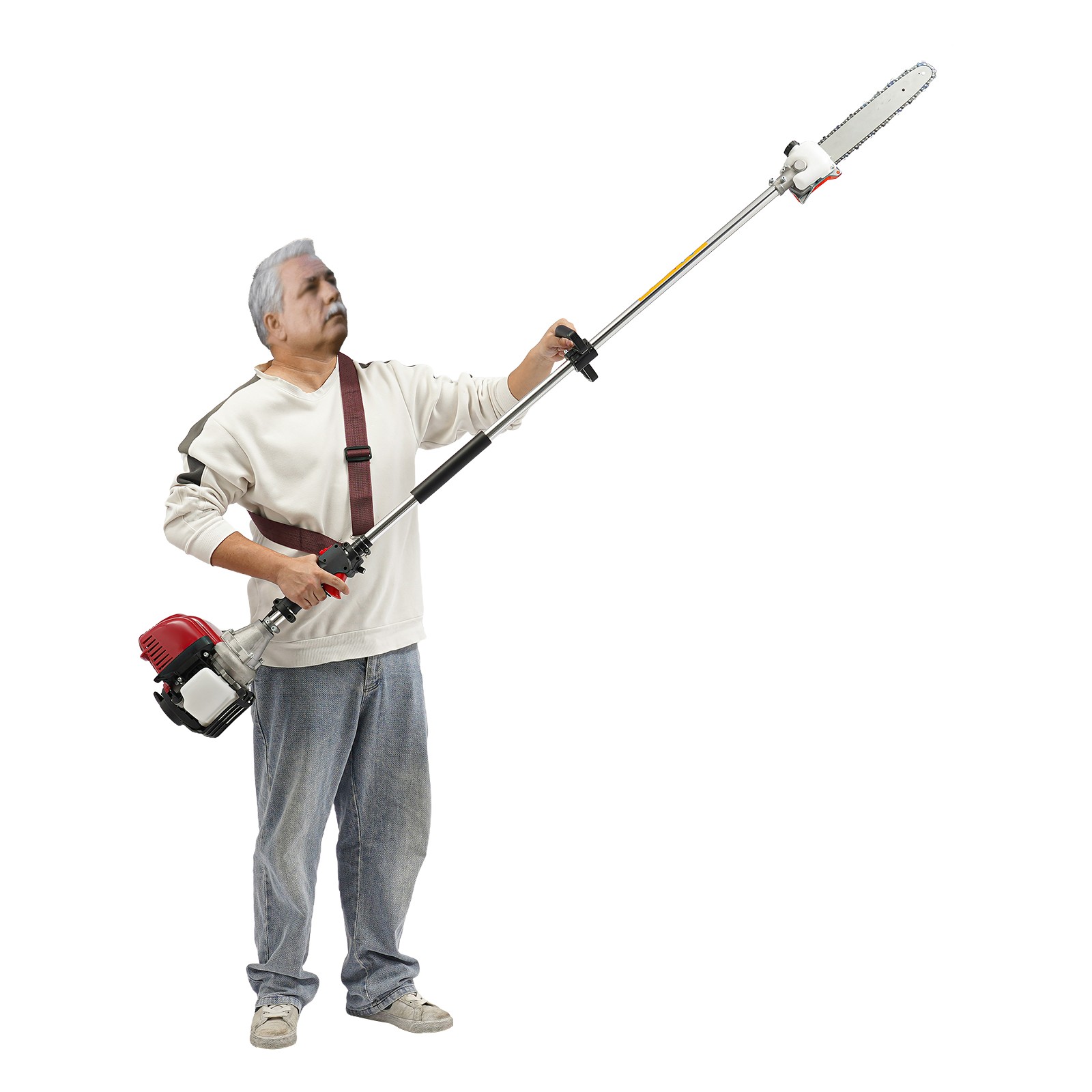 4-Stroke Pole Tree Saw 1.2KW Gas Chainsaw Kit 640g/kw.h High-Reach Tree Pruner