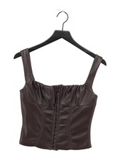 House Of CB London Women's Top S Brown Faux Leather with Cotton Cropped
