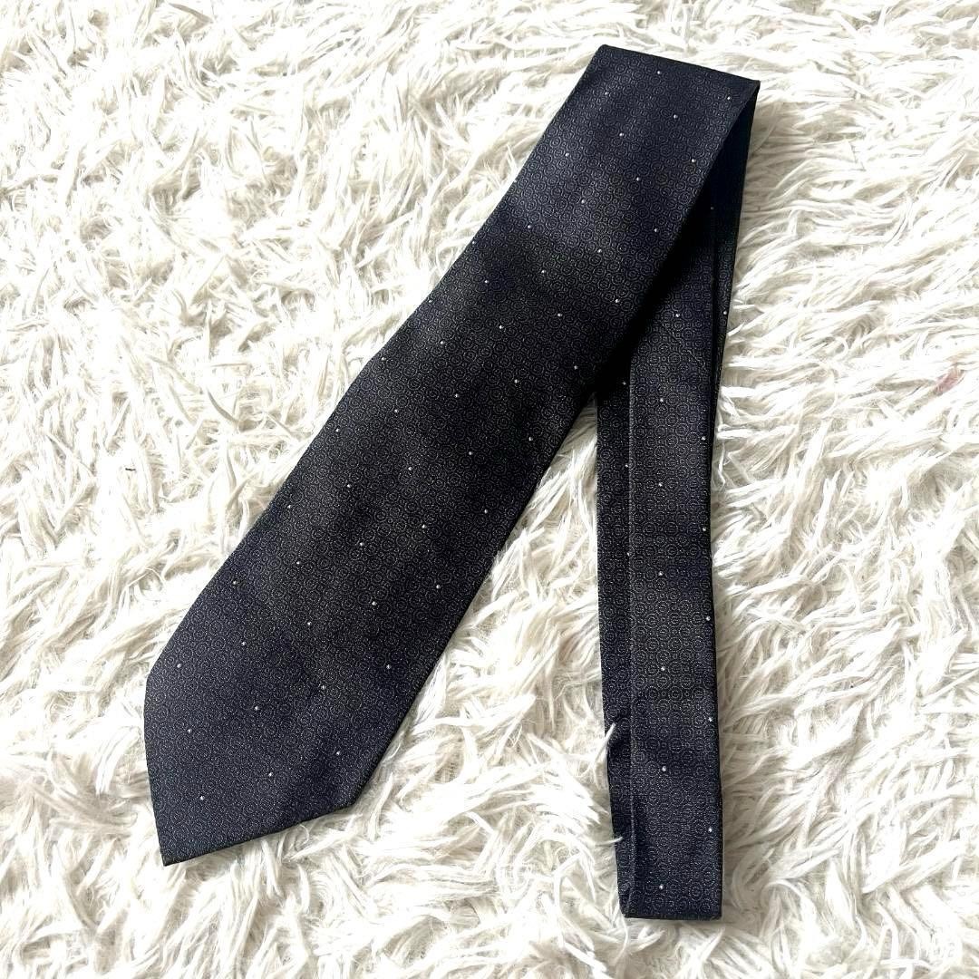 Gucci Necktie Tie 100% Silk Black Silver Polka Dot G 3.7 inches From Japan thumbnail 19