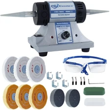 Jewelry Bench Polisher, Adjustable Variable Speed Benchtop Polishing Machine,