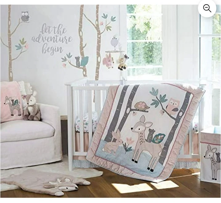 Levtex Everly girl crib bedding *6 piece* woodland deer themed