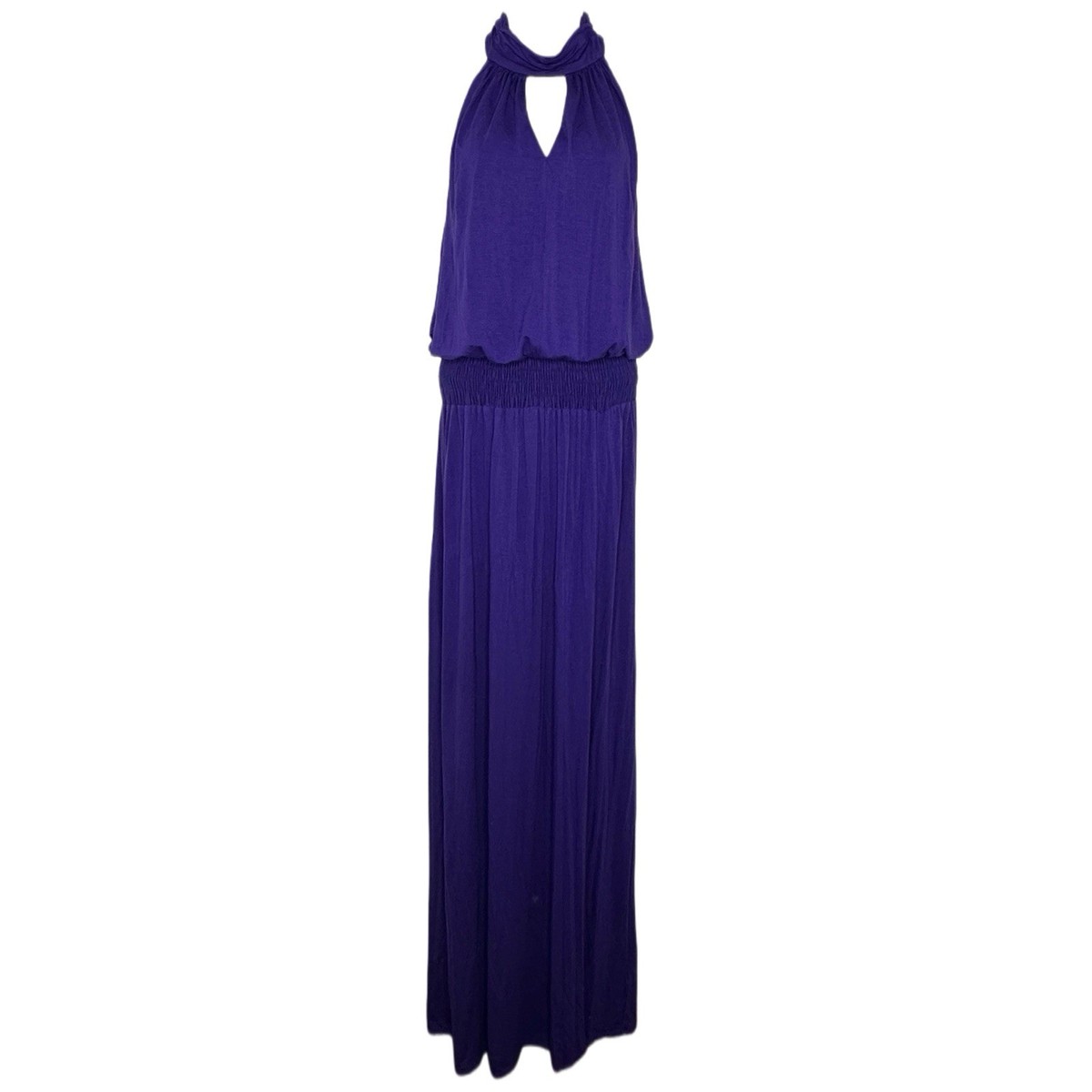 Laundry by Shelli Segal Purple Blouson Halter Side Slit Maxi Dress Size M  NWT
