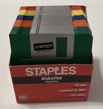 Staples 23 Pack IBM Formatted 3.5" Floppy Discs Multi Color 1.44MB