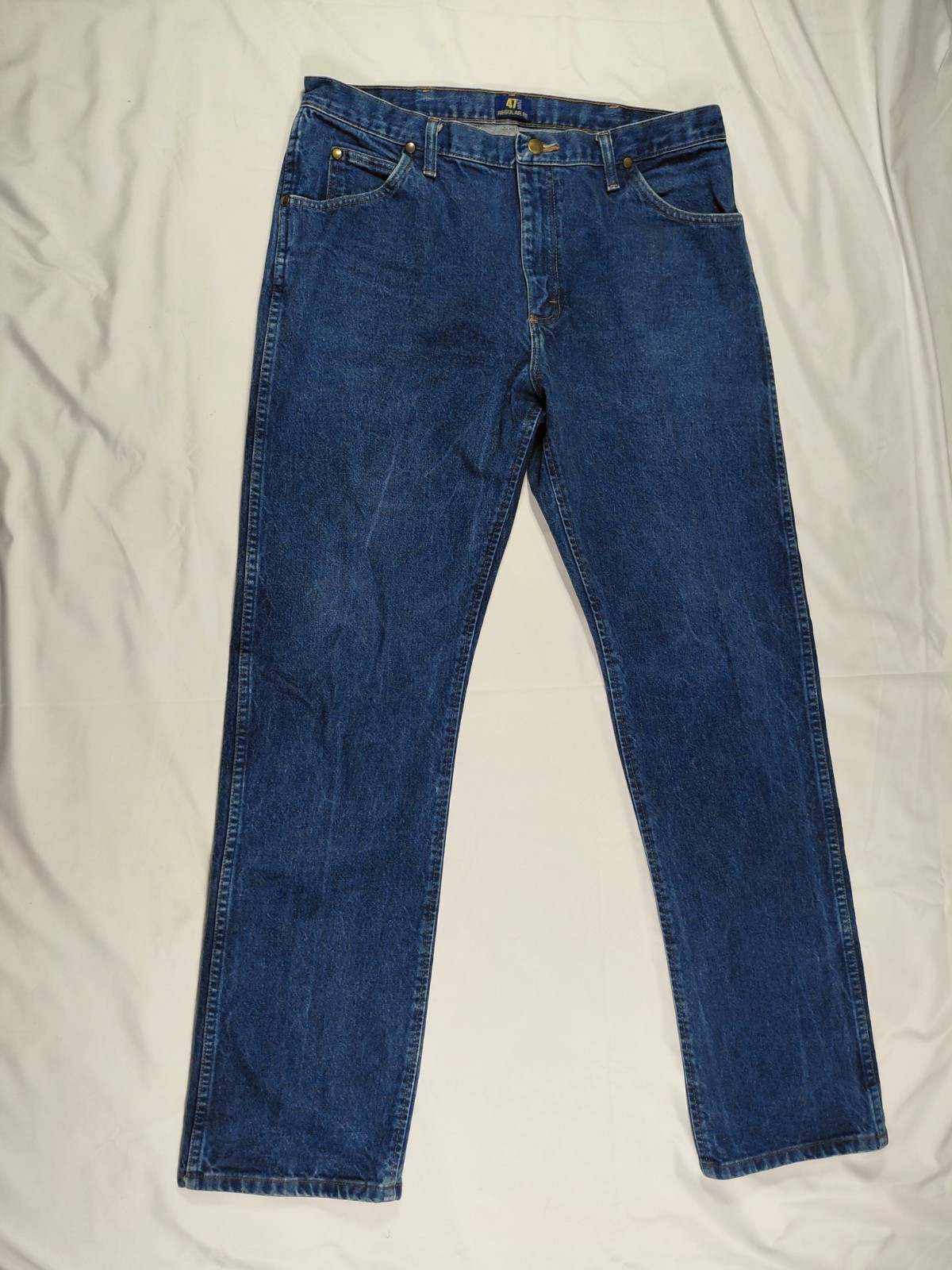 36x34 Men's Straight Leg Blue Denim Dark Wash Cowboy Cut