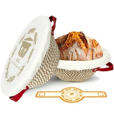 Banneton Bread Proofing Basket Set, 2 Pack Cotton Rope Sourdough Baskets with...