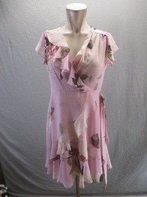 Danny And Nicole Size 6P Women Floral Flatter Sleeve Ruffle Short Wrap Dress 268