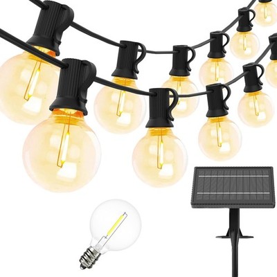 Solar Lichterketten Outdoor 15m, LED Lichterketten Außen 25+1 Kunststoff Lamp...