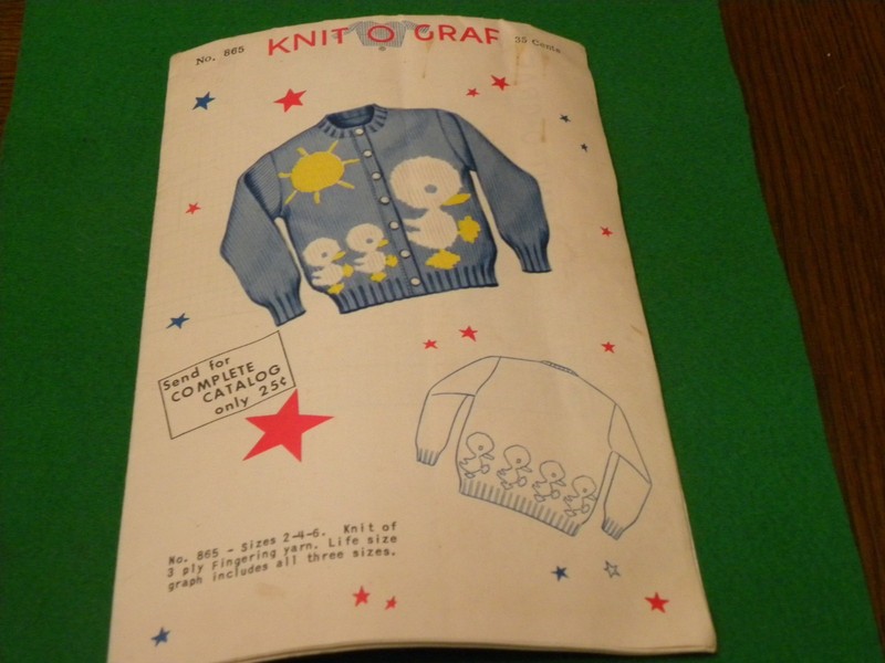 Knit O Graf Pattern # 865 Child's Duck Sweater Copyright 1950