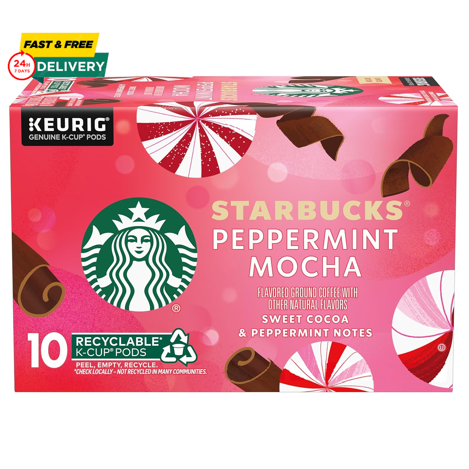 Starbucks Flavored K-Cup Coffee Pods — Peppermint Mocha for Keurig Brewers — 1 B