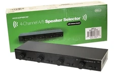 Monoprice 4-Channel A/B Speaker Selector - Black With Volume Control, 100 Watts