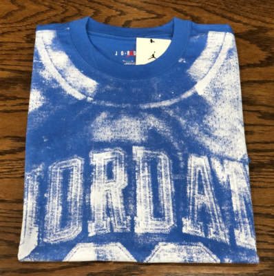 NEW* Men NIKE AIR JORDAN BROOKLYN OVER PRINT T SHIRT SPORT BLUE