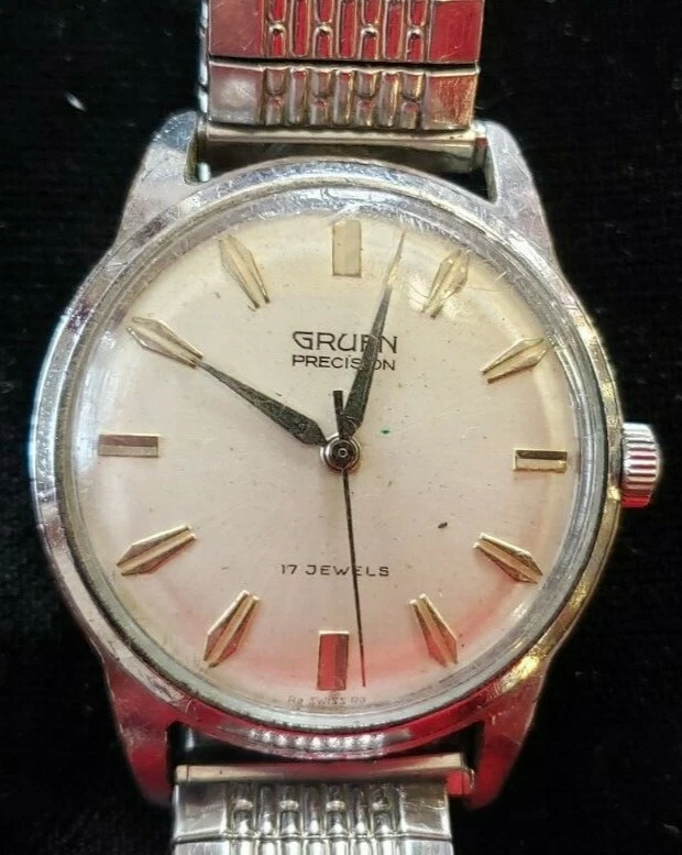 Gruen precision 17 jewels mens clearance watch