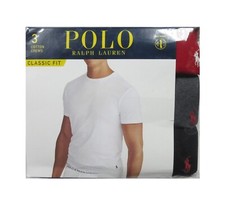 Polo Ralph Lauren Men's Red-Gray-Black Classic Fit Wicking Crew T-Shirt 3 Pack