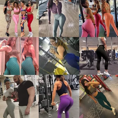 US berühmte Tiktok Booty Leggings, Butt Lift hochtaillierte Yoga Hose Frauen strukturiert - Bild 10 von 28