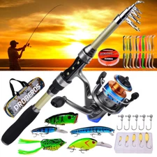 Telescopic Fishing Rod Pole Reel Combo Set Carbon Fiber Sea Saltwater Freshwater