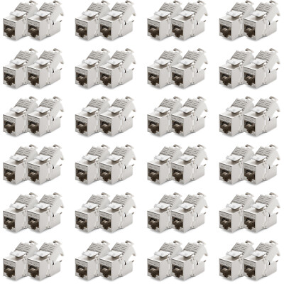 48x CAT 6a Keystone Jack Modul RJ45 STP Netzwerk Patchpanel LAN Kabel Adapter