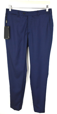 MASSIMO DUTTI Hose Herren EU 40 Wolle Klassisch Blau Konisch Zip Fly Taschen