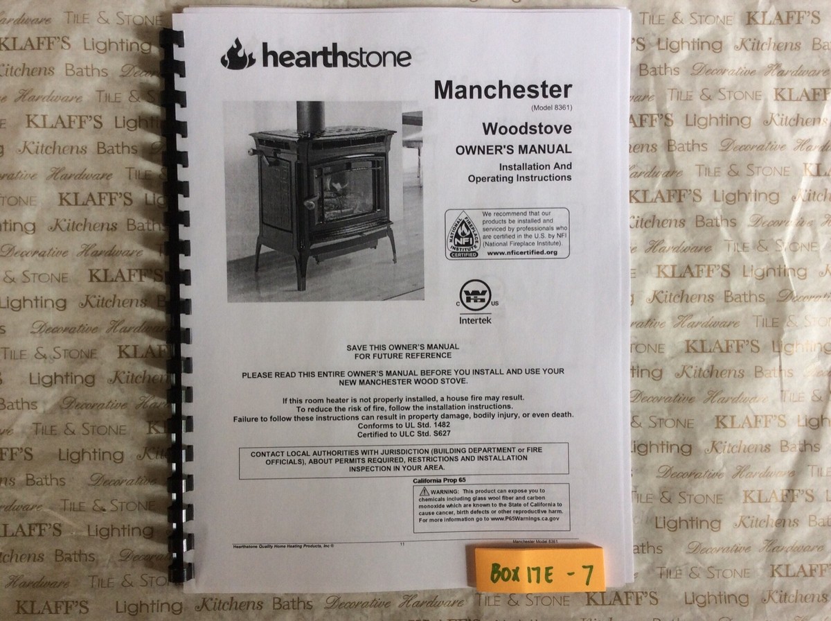 Hearthstone Manchester 8361 Wood stove Operation Owner,s Parts manual | eBay