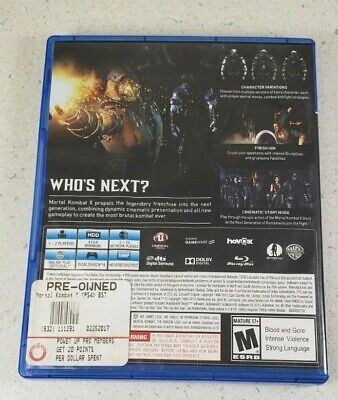 Mortal Kombat X Sony PlayStation 4 PS4 Game Tested and Works