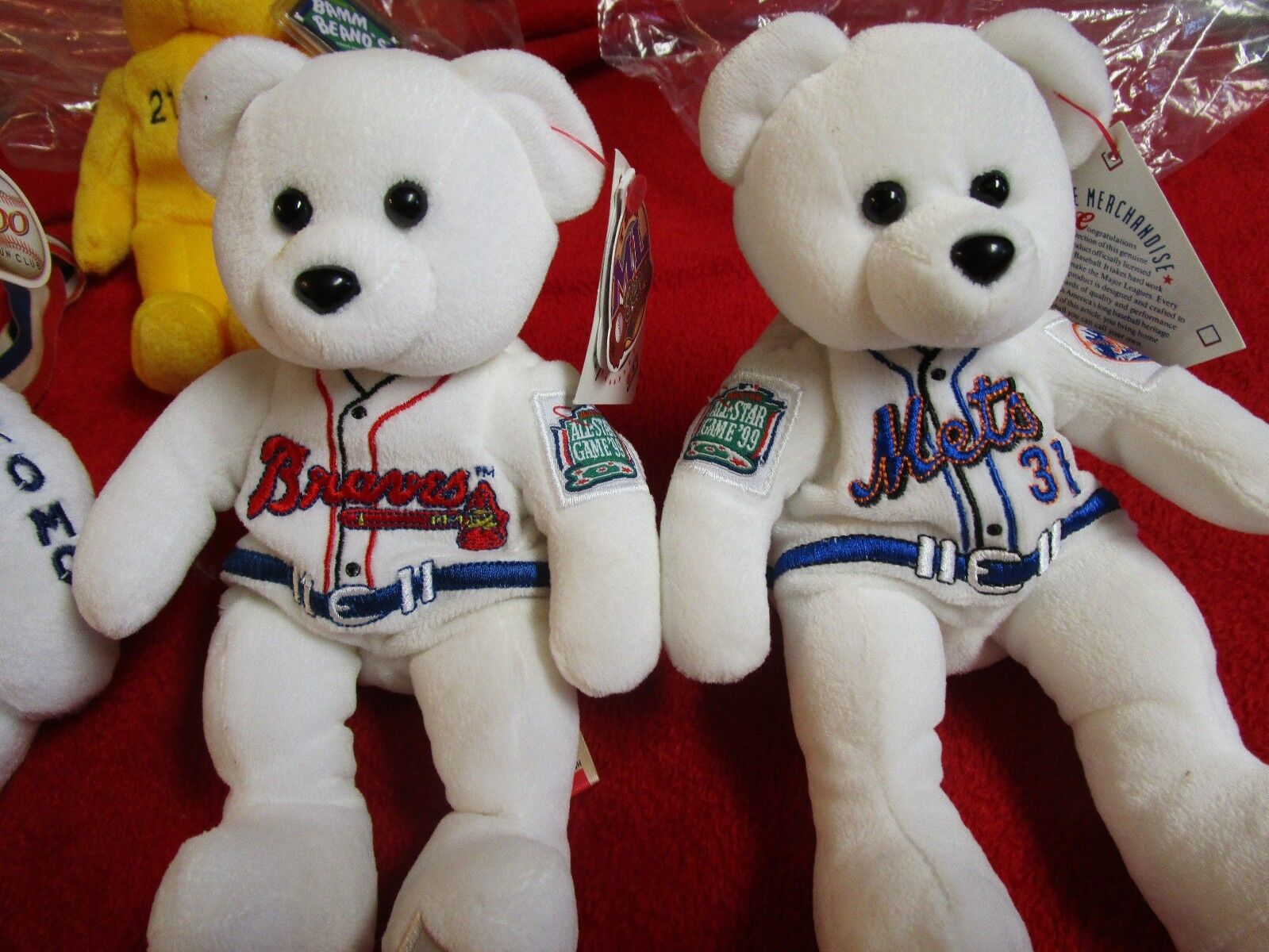 MLB Braves and MLV Mets Beanie Bears Major League Baseball Authentic
