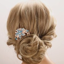 Flower French Hair Comb Luxury Rhinestone Gem Side Combs Long Teeth Hair Pins...