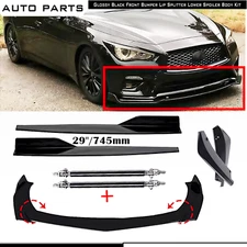 Front Rear Bumper Lip Spoiler Splitter Body For Infiniti Q50 Base Glossy Black