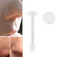 10 pc Lot 20g Bio Flex Flat Top Clear Retainer Nose Ring Stud Bone Ring Flexible