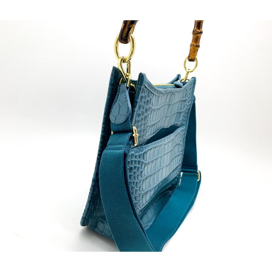 RODANIA ハンドバッグ ご確認お願い致します RODANIA Authentic Denim Blue Italian Leather Embossed Woman