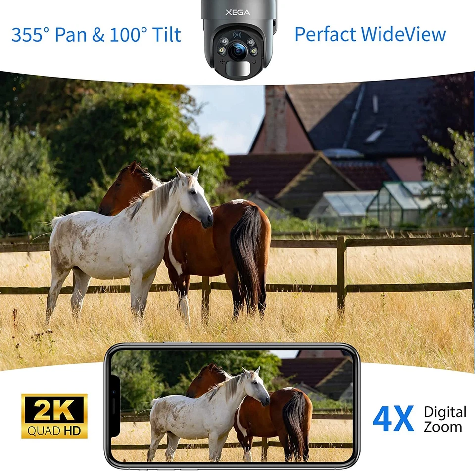 Xega 4G LTE Cellular PTZ Solar Security Camera Outdoor 360° Wireless Solar Cam - Image 3 of 4