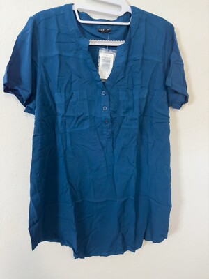 Torrid Blue Poseidon Harper Short Sleeve Milly Tunic Blouse Shirt Size Large (0)