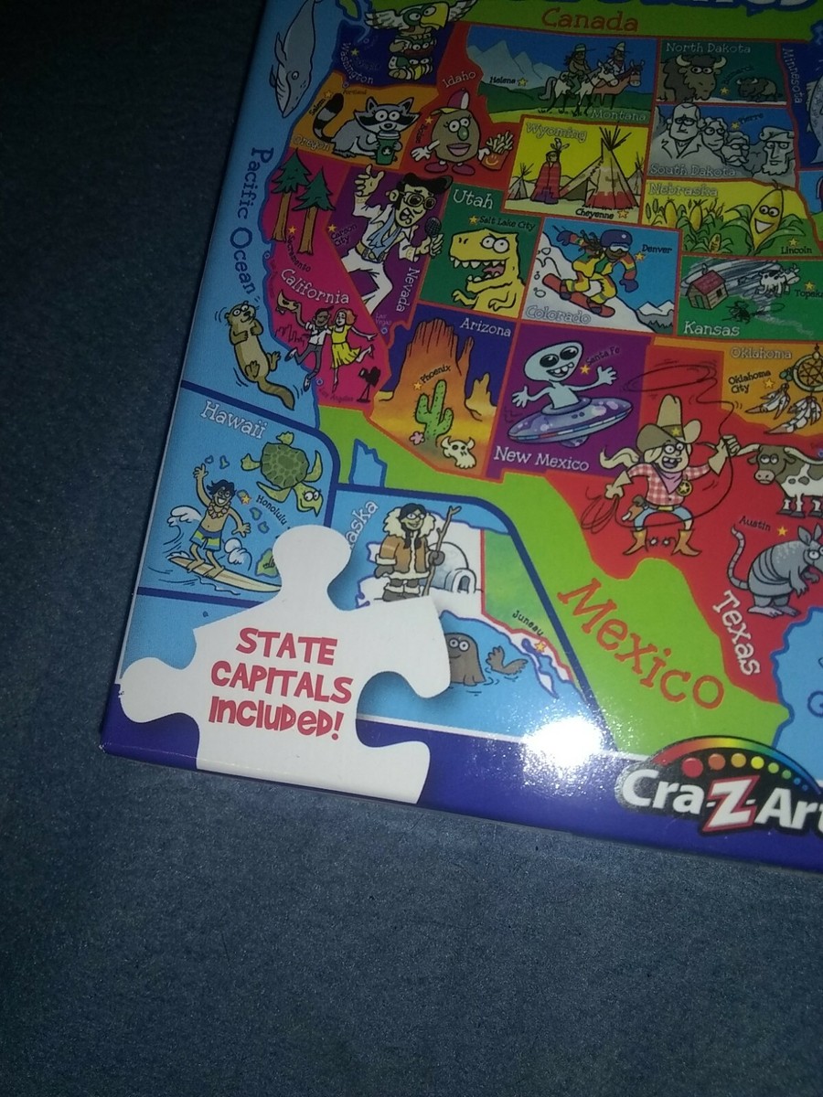 USA Landkarte Puzzle 1000 Teile – Mit Highways, Flüssen & Hauptstädten – 27x20 Cm, Aus Recyceltem Karton