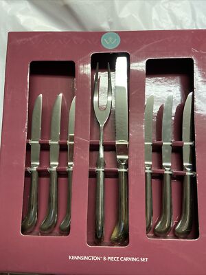 New Towle Silversmiths Suffolk 8 Piece Carving & Knife Set in Box $60