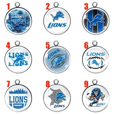 Detroit Lions Charms, Glass Cabochon Charms