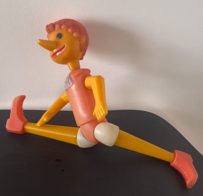 Grand Pinocchio Articulé Vintage – 51 Cm, Plastique, Années 1970, état D'usage