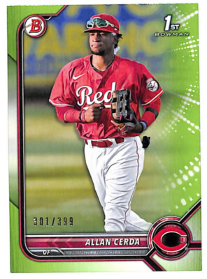 2022 Bowman Allan Cerda 301/399 light green parallel card Reds