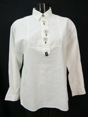 Size S costume shirt page costume cotton white with edelweiss embroidery shirt