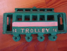 Complete Vintage Cast Iron Green Trolley 14 Diecast Toy