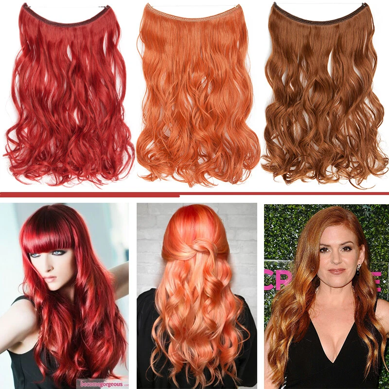 Alambre de banda invisible largo oculto en extensiones de cabello gruesas de una pieza mezcla como humano Foto 3 de 4