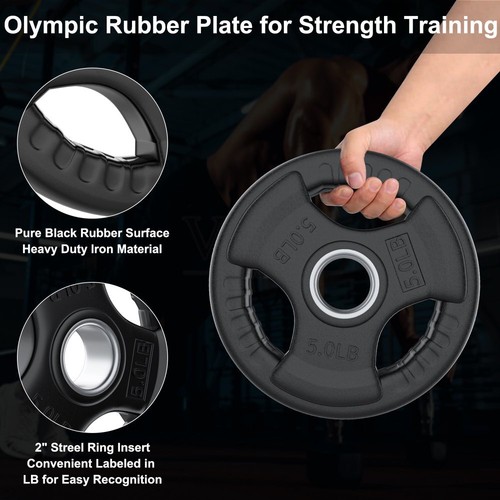 2 Zoll gummibeschichtete olympische Griffplatte für Krafttraining, Gewichtheben und - Bild 4 von 9