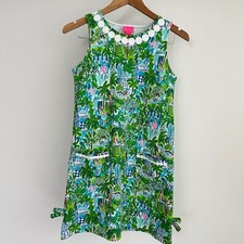 Lilly Pulitzer Dress Girls XL 12-14 Green Lilly On Holiday Tropical Resort Palm