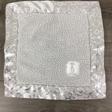 Little Giraffe Gray Sherpa Satin Trim Security Blanket Lovey Lovie