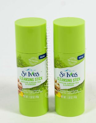 2 St Ives CLEANSING STICK 1.59oz Matcha Green Tea & Ginger coconut oil Detox NEW