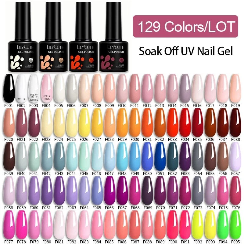 129PCS/Set Nail Gel Polish Glitter Colors Semi Permanent Gel Top Coat Soak LED
Opens in a new window