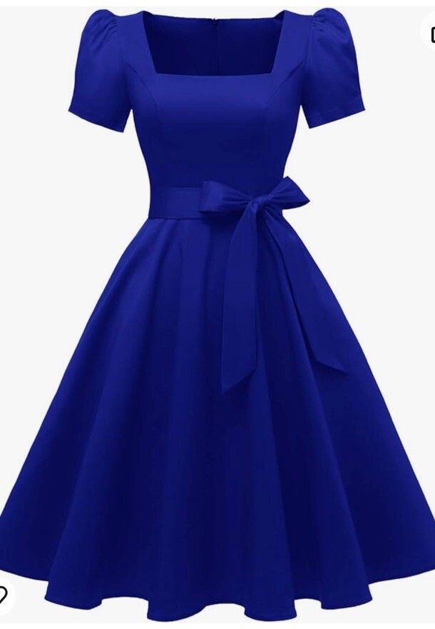 Obbue Royal Blue M Square Short Puff Sleeve Party Dress Waisted Bow Tie | eBay Obbue Royal Blue M Square Short Puff Sleeve Party Dress Waisted Bow Tie | eBay