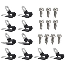 10 x Brake Line Retainer Rubber Coated Insulated Cable Clamps for 3/16" Tube