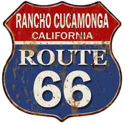 RANCHO CUCAMONGA, CALIFORNIA Route 66 Shield Metal Sign Man Cave 211110013052
