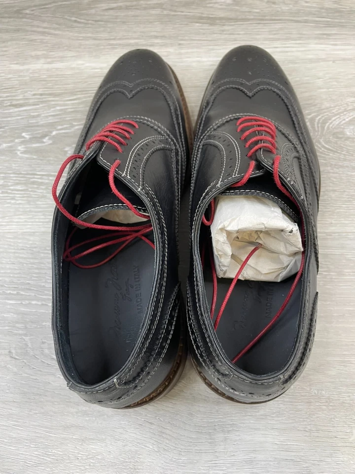 Zapatos de cuero Massimo Matteo Firenze Oxford negros punta de ala brogue 8,5 para hombre Foto 4 de 4