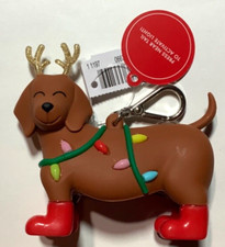 Bath Body Works Dachshund Dog Christmas Lights PocketBac Holder Keychain READ