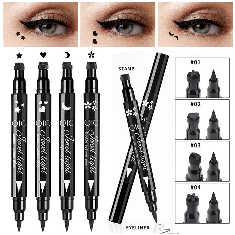4 Styles Black Liquid Eyeliner Pencil Waterproof Double Head Stamp Eyeliner