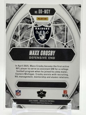 2025 Panini Absolute MAXX CROSBY DRAFT DIAMONDS insert #DD-MCY